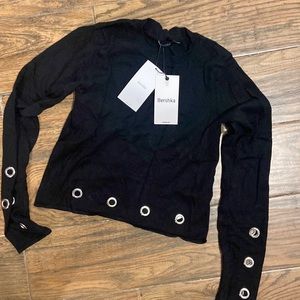bershka grommet cropped knit top